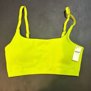 NWT Aerie Ribbed Bralette size Medium in fun bright neon yellow/green